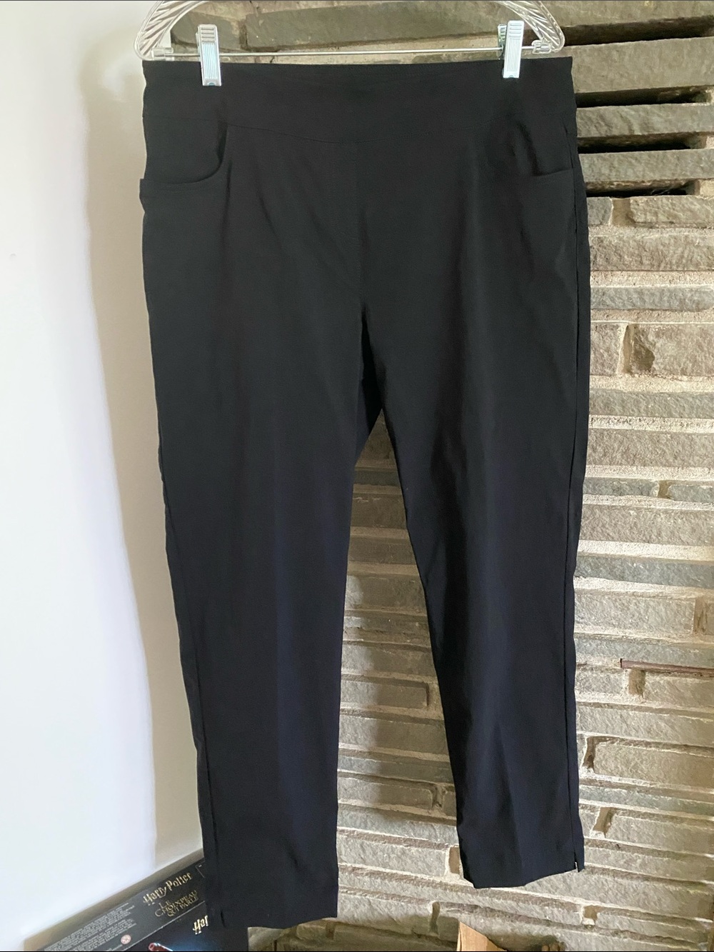 Slimsation black stretch pull on pants front and back pockets comfort classic